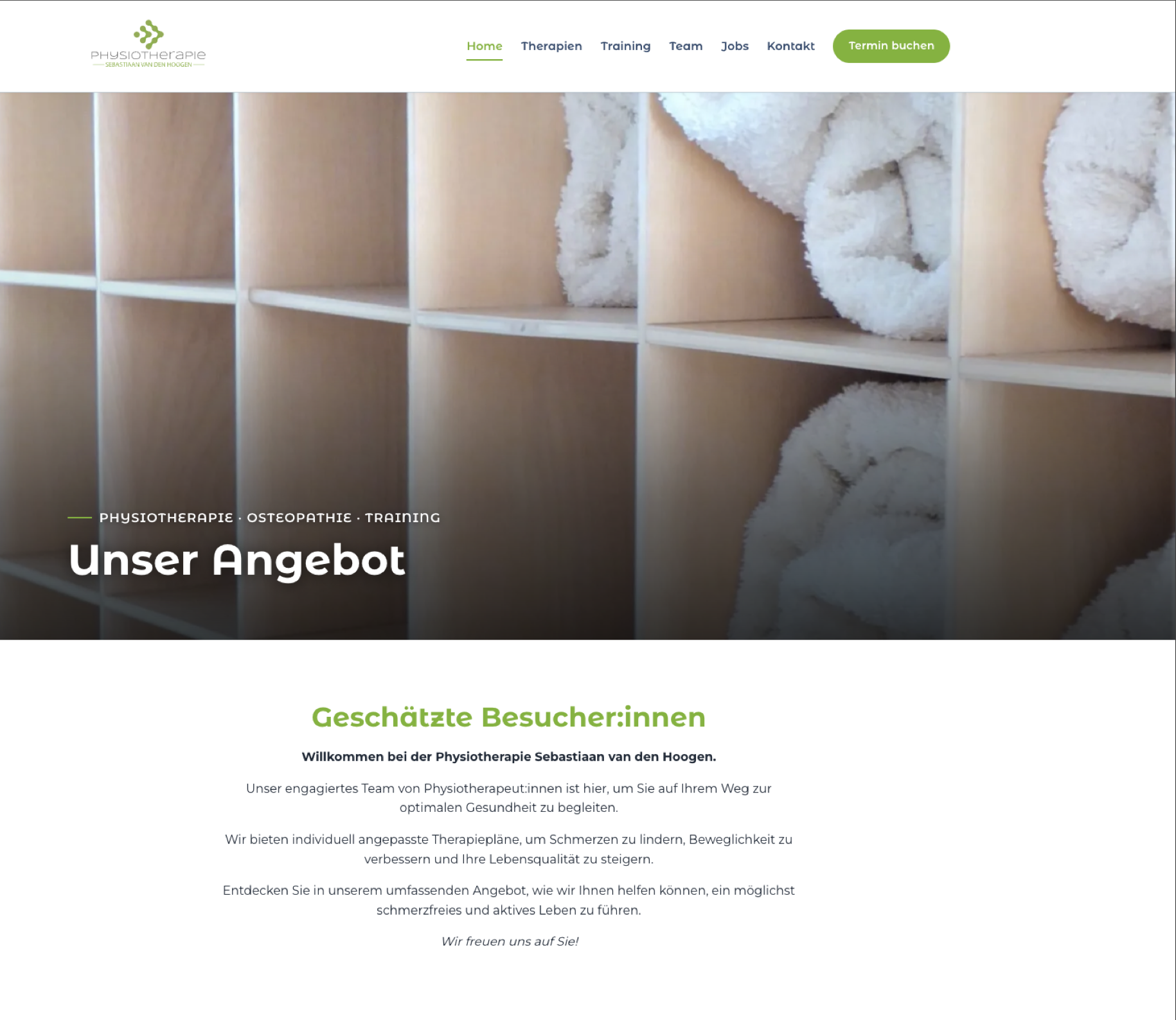 Physiotherapie SVDH – Website Screenshot